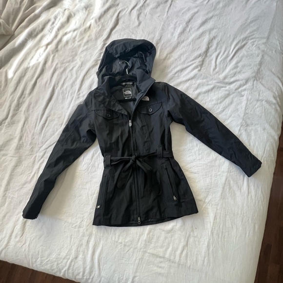 The north face k ayre hyvent belted black trench rain jacket S - Picture 15 of 16